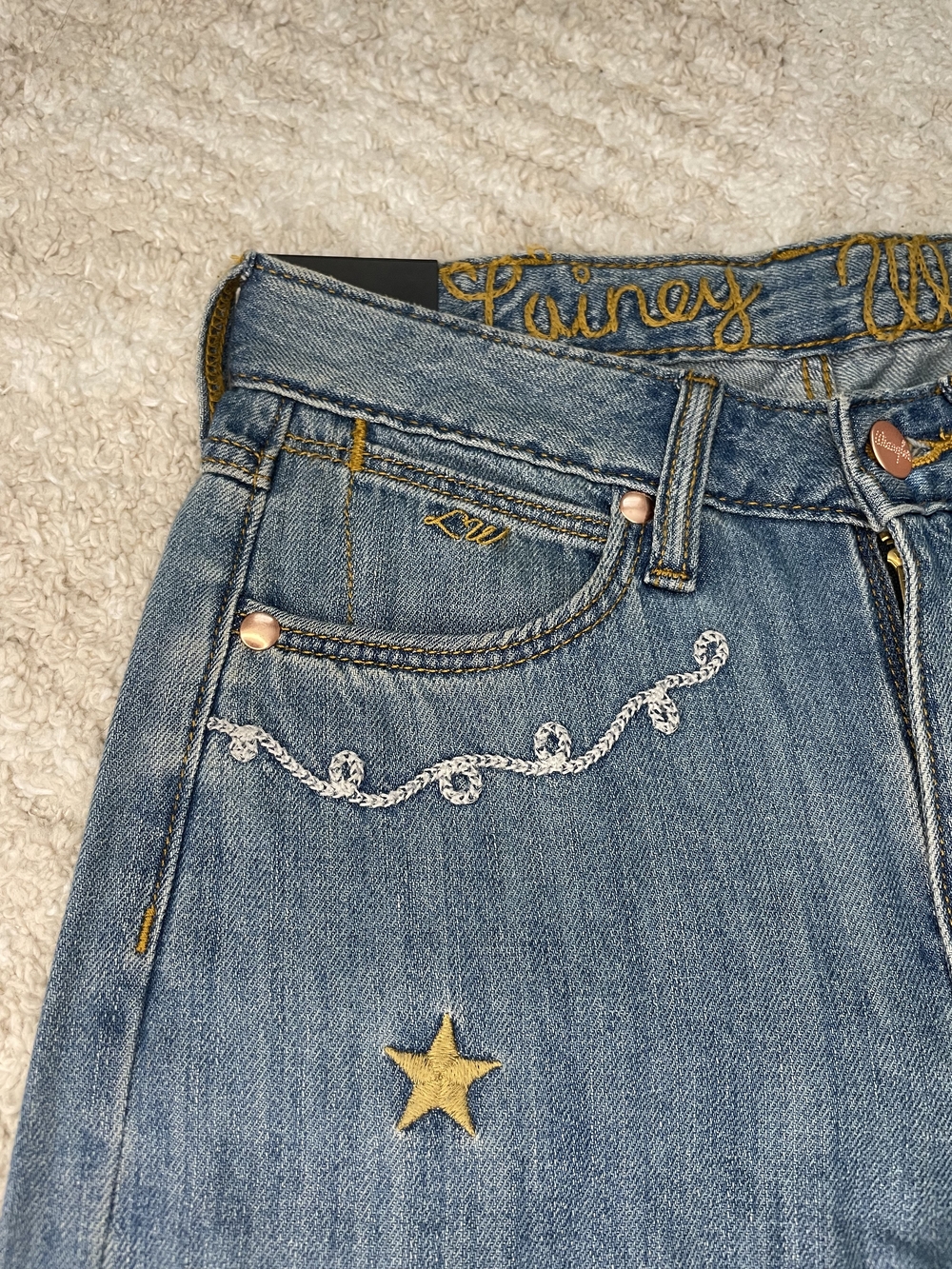 Wrangler NWT Blue Embroidered Wide-Leg Jeans Size 24 - Picture 10 of 13